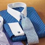 Stripe End-on-End White French Cuff Dress Shirt
