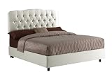 Skyline Furniture Surrey Full Shantung-Upholstered Tufted Bed, Parchment