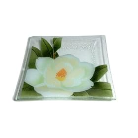 Peggy Karr 10-Inch Glass Magnolia Square Plate