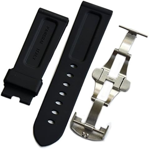 OEM authentic Panerai black silicone rubber deployment buckle watch band strap 24mm