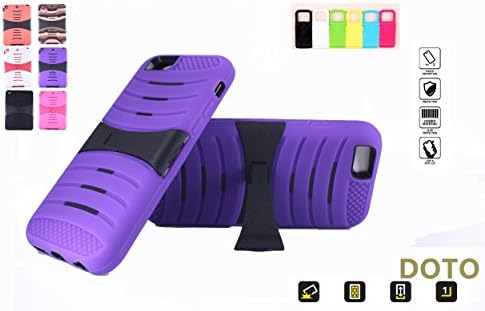 iPhone 6S Plus Case,iPhone 6 Plus Case[HEAVY DUTY]2 Layers Hybrid Soft Silicone+Hard Plastic anti-skid Shockproof Protective Case Cover with Kickstand for Apple iPhone 6/6S Plus (Purple Black)