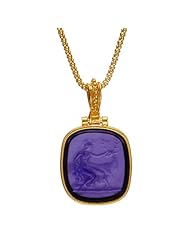 Sterling Silver Italian Yellow Gold Plated with Venetian Glass Pendant Necklace, 18"