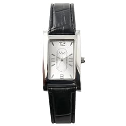 New Alloy Metal Black Croco Leatherette Rectangle Mens Watch Featuring a Buckle Closure