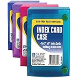 C-LINE Polypropylene Index Card Case for 100 3 x 5 Inch Cards, Assorted (CLI58335)