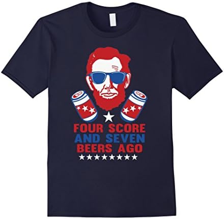 Men's Four Score And Seven Beers Ago T-Shirt, 4th Of July Drinking Medium Navy