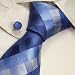 S2077 NEW Designer Hand Made Blue Neck Tie Cufflinks White Checkers Plaids Ties for M...
