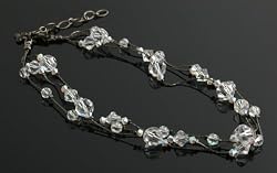 Jackie, Swarovski crystal multi-strand necklace, 17" - Crystal