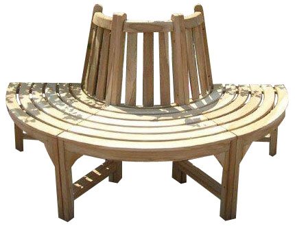 Baumbank Teakbank 1/2 Kreis Ø ca. 180 cm Gartenbank
