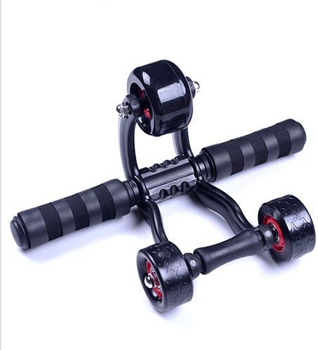 Folding Ab Roller, 3 Wheel Abdominal Exercise Workout Machine Core and Full Body Strength Workout Push UP Bar with Knee Pad and Stopping Brake