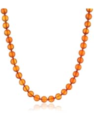 Sterling Silver 8mm Carnelian Bead Necklace, 24"
