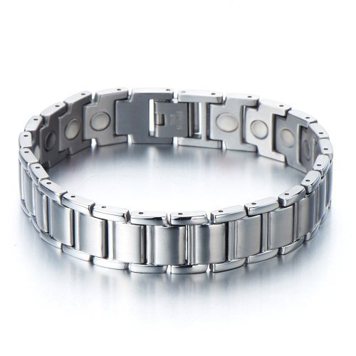 Stainless steel mens magnetic link bracelet 8.5 inches …