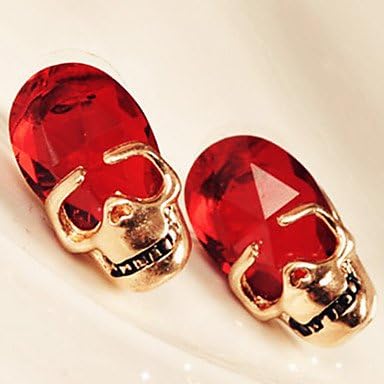 Suravitsell @(Skull) Multicolor Acrylic Stud Earrings(Black,Red,Transparent) (1 Pair) Red