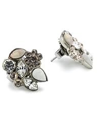 Sorrelli "Snow Bunny" Neutral Crystal Floral Cluster Silver-Tone Earrings