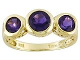 1.48CTW AMETHSYT 18KT OVER STERLING SILVER 3 STONE RING