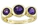 1.48CTW AMETHSYT 18KT OVER STERLING SILVER 3 STONE RING