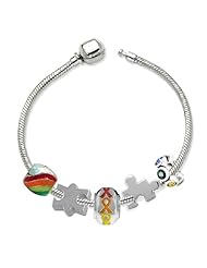 Sterling Silver Rainbow Autism Awareness Bead Charm Bracelet