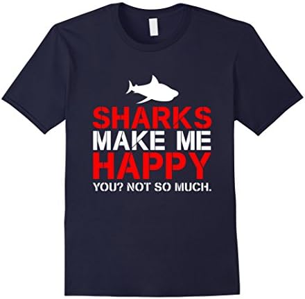 Men's Sharks Make Me Happy - You Not So Much T-Shirt Large Navy