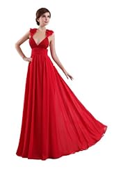 Sexy A-line V-neck Floor Length Full Length Chiffon Beaded Backless Sequined Empire   Waistline 2015 Evening Dress 