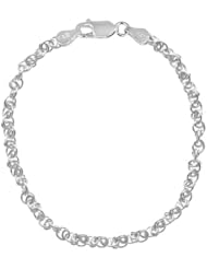 Sterling Silver Fancy Interlocking Link Chain Bracelet, 7.25"
