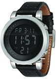 Vestal Men's DDL002 Digital Doppler Silver and Black Leather Watch
