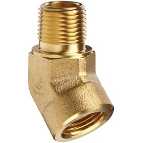 Parker 6-6-SVE-B Brass, 45 Degree Steet Elbow 3/8" Female x 3/8" Male NPT