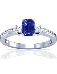 Platinum Cushion Cut Blue Sapphire Ring With Sidestones (GIA Certificate)