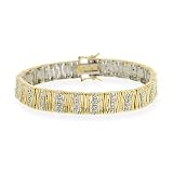 18K Gold Over Sterling Silver Woven Design Bracelet w/ Vertical CZ Stations