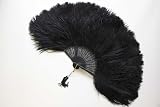Medium Ostrich Fan Black
