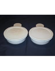 Set of 2 - Corning Ware White Grab-It Heat N Eat Dishes w/ Plastic Lids 0.4 L