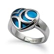 Stainless Steel Women's Heart Ring with Blue Resin Inlay (Sizes 5-9)