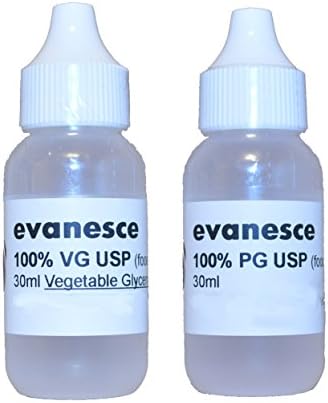 Evanesce - Diy Twin Pack - 30ml Vegetable Glycerin (VG) - 30ml Propylene Glycol (PG) - USP Food Grade