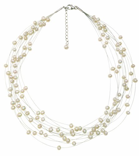 VALERO PEARLS 60440510 12-strängiges Süßwasser-Zuchtperlencollier in weiss ca. 43 + 5 cm lang