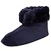 Dearfoams Women's Microfiber Velour Bootie,Cadet Navy,Medium (US Women's 7-8 M)