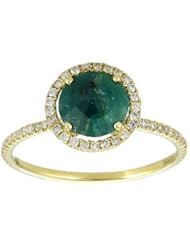 Meira T Solid 14K Yellow Gold 1.67ct Rough Cut Round Emerald & .22ct Diamonds