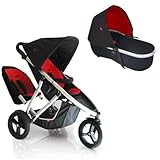 IMAGE OF Phil Teds VIBE2DRDBAS Vibe 2 Buggy Double Stroller With Peanut Bassinet - Red Black