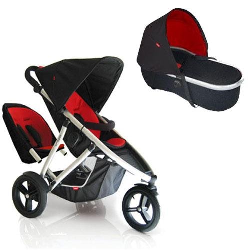 Phil Teds VIBE2DRDBAS Vibe 2 Buggy Double Stroller With Peanut Bassinet – Red Black