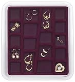 Velvet Jewelry Tray - Stacking - 18 Compartment (Burgundy) (1.5 H x 8.25 W x 9.25 D)