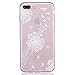 iPhone 8 Plus Case, iPhone 7 Plus Case, 3Cworld Ultra Thin Clear Art Pattern Crystal Gel TPU Rubber Flexible Slim Skin Soft Case for iPhone 7 Plus/iPhone 8 Plus (Dandelion/Bird Flying-White)