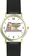 Menorah & Jewish Books Judaica Jewish Theme - WATCHBUDDY&reg; DELUXE TWO-TONE THEME WATCH - Arabic Numbers - Black Leather Strap-Size-Large ( Men's Size or Jumbo Women's Size )