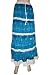 Retro Boho Teal Blue Floral Print Cotton Womens Long Gypsy Skirt 38"