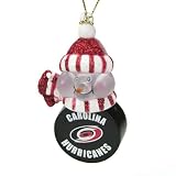 Pack of 4 NHL Carolina Hurricanes LED Lighted Puck Snowmen Christmas Ornaments