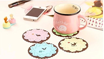 Set of 4 Lovely Cute Sweet Semitransparent Lace Cup Mat Silicone Rubber Coaster for Wine, Glass, Tea