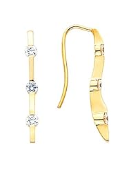 14K Yellow Gold Three-Stone Diamond Earrings - 0.50 Ct. -- LIFETIME WARRANTY
