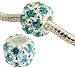 Silver Charm bead - jeweled with CZ crystals - fits pandora & troll bracelets - hand polished and ha