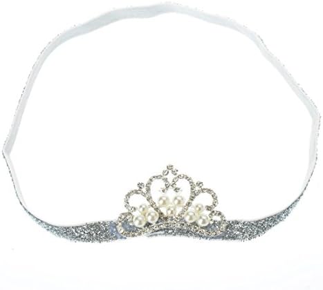 Staryy Baby's hair band Baby Girl Crystal Pearl Crystal Crown Princess Crowns (silver)