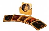 Set Of 6 Chinese Painting Bamboo Coasters