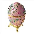 Swarovski Crystals 24K Gold Flowered Vines Bees Garden Pink Faberge Style Egg Box w/ Ring Insert