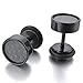 Men's 8mm Stainless Steel Stud Resin Carbon Fiber Earrings Black Silver Tapers Plugs Tunnel