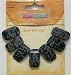 Snowflake Obsidian Half Moon Beads - 14x24mm - 7 pcs.
