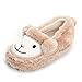 ESTAMICO Baby Toddler Girls Warm Fleece Slippers Cute Cartoon Winter Soft Cozy Non-Slip Plush Home Shoes, Beige, US 9-10 M